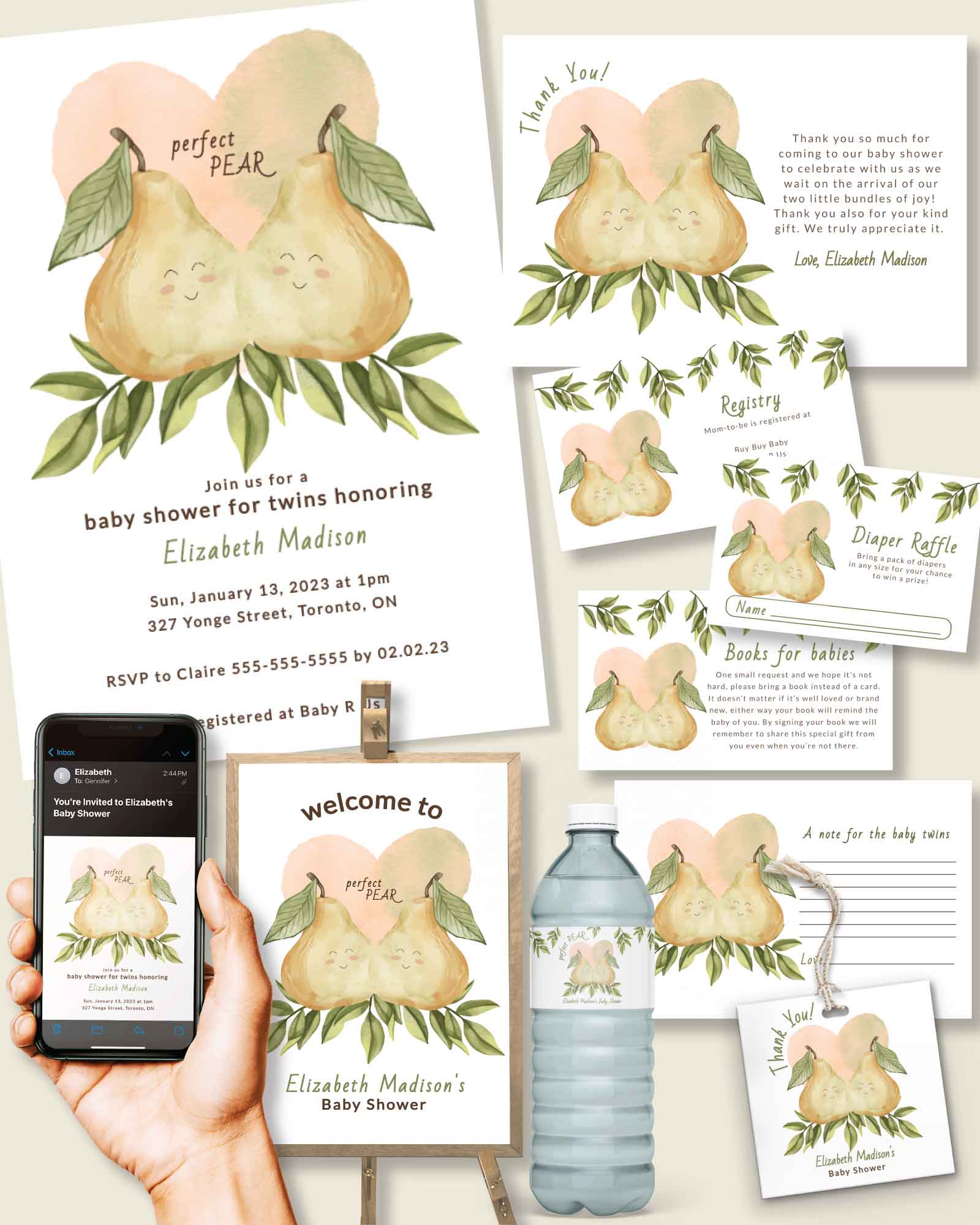 Baby Shower Templates featuring editable floral baby shower invitations and printable welcome signs.