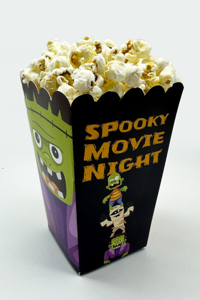 Free Halloween Spooky Popcorn Box DIY Template