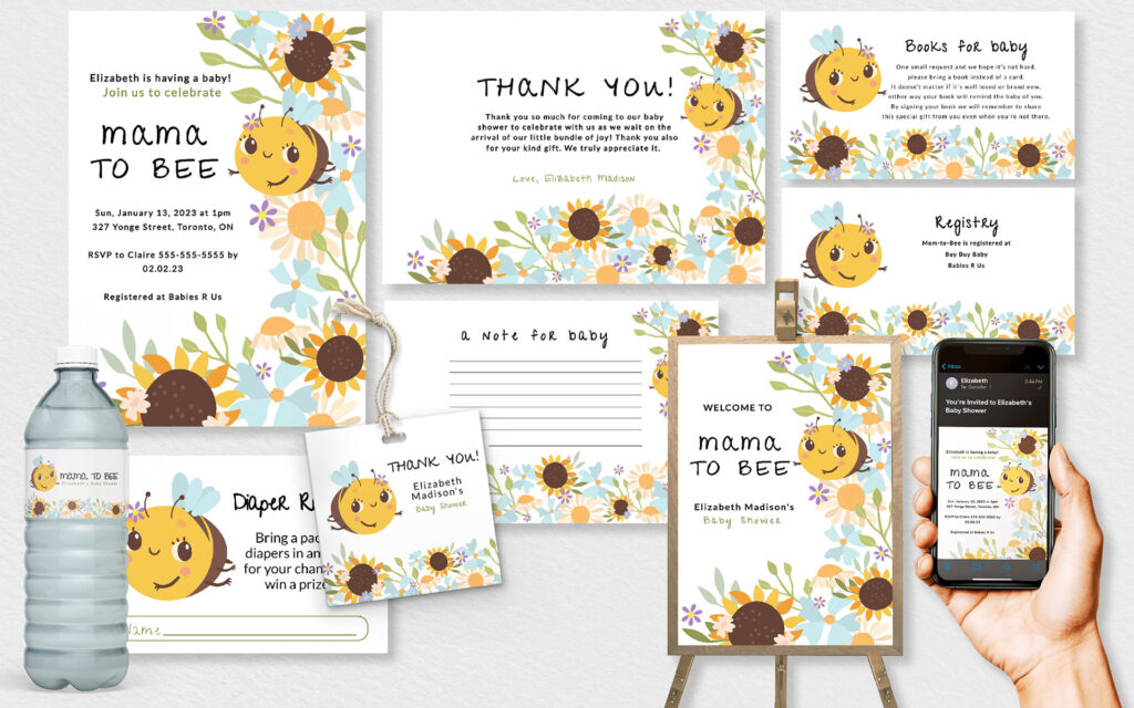 Mama to Bee Baby Shower Editable Templates