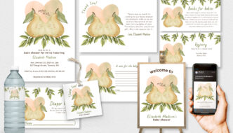 Perfect Pear Twin Baby Shower Editable Templates