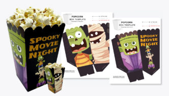 Free Halloween Spooky Popcorn Box DIY Template